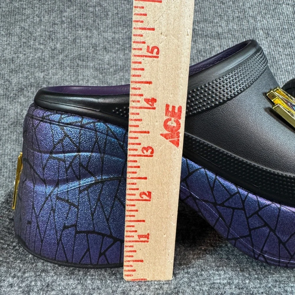 NWT Crocs Disney Snow White Evil Queen Siren Black Purple Platform 209827-001